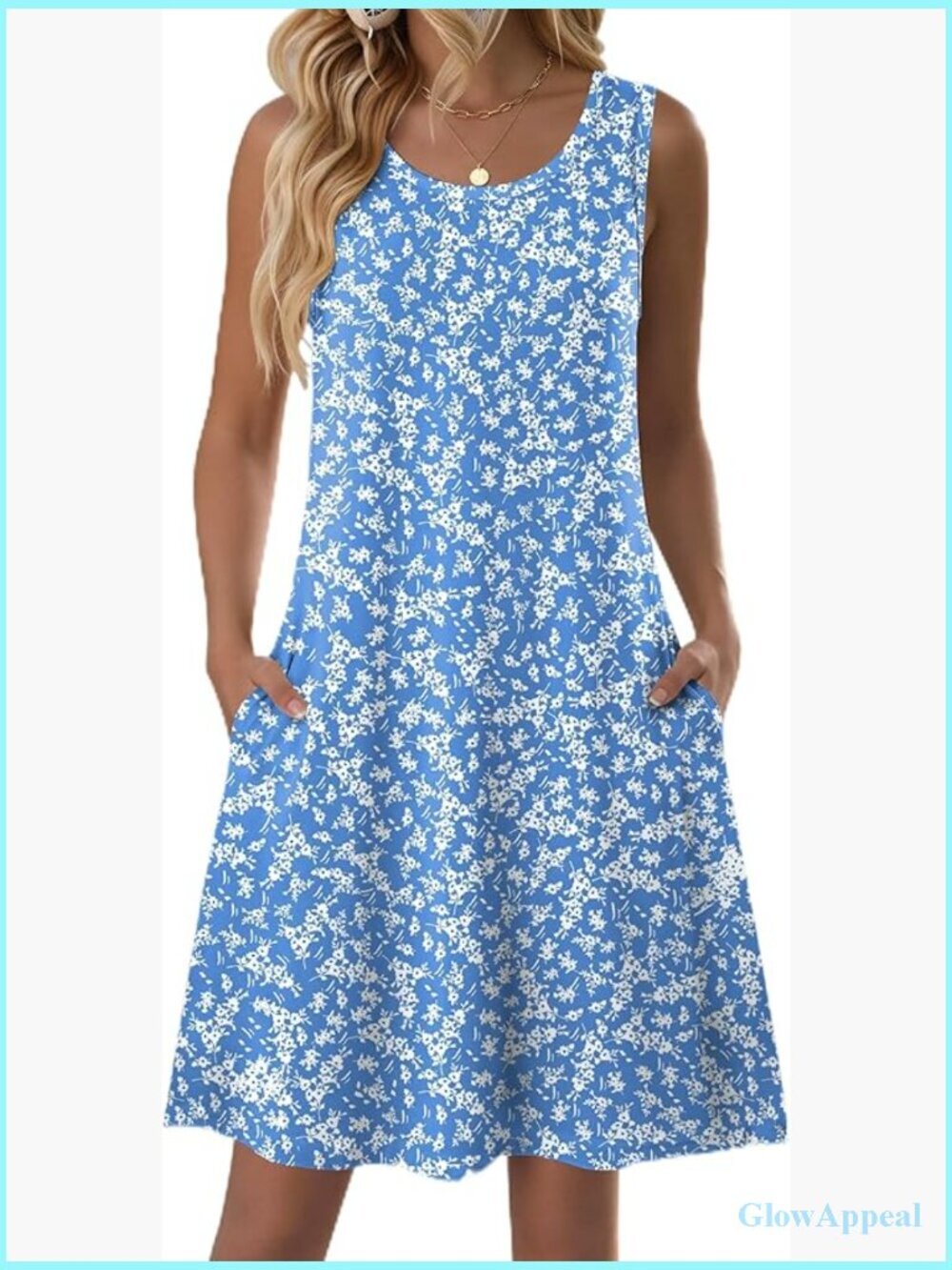 Sleeveless Floral Tank Dress with Pockets Casual Loose Sundress